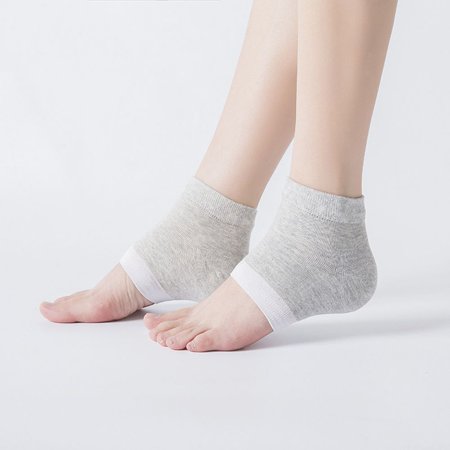 Soft Comfortable Women Dead Skin Removal Sock Moisturing Spa Gel Socks Cotton Gel Heel Socks Silicone Insole Gel Sock Feet Protector Foot Care Tool GREY