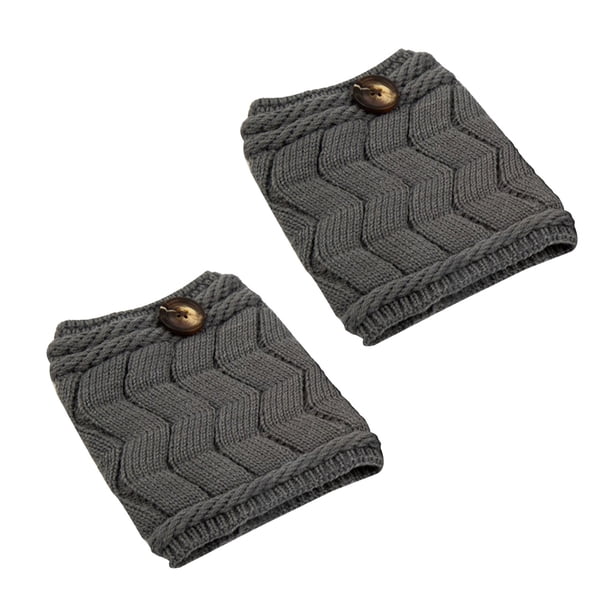 Sonducket Calentador de piernas Manga de pierna de punto Calcetín de bota grueso de doble capa con botón W guantes y mitones Gris Medio Sonducket AP000723-03