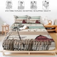 thumbnail image 5 of King Size Fitted Sheet Set - Windmill Farmhouse 3 Piece Bedding Sets 16" Deep Pocket Fitted Sheet with 2 Pillowcases, Vintage Teal Brown Wooden Butterfly Brushed Microfiber Hotel Luxury Bed Sheets, 5 of 9