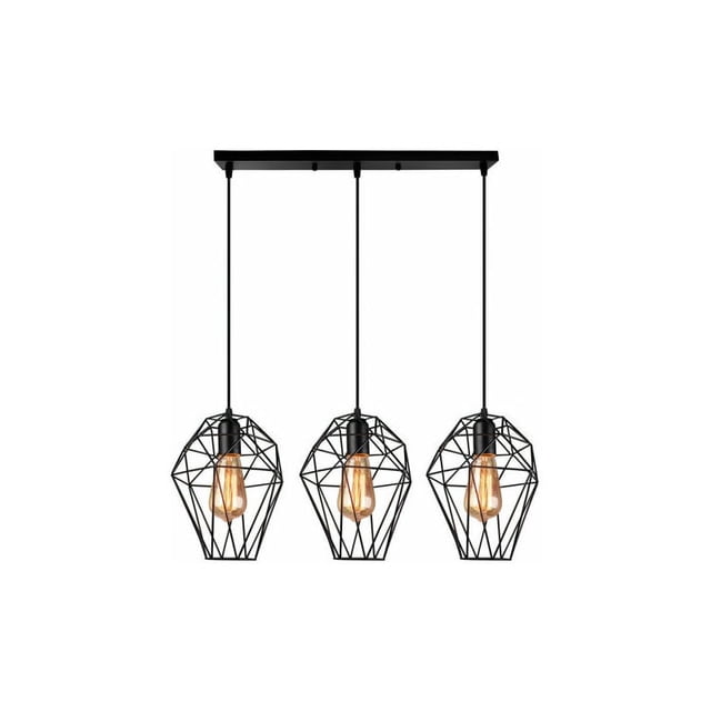 Industrial Factory Juno Compatible Customizable Bulb Track Lighting Pendants, Unique Rustic Farmhouse Lighting for Dining Room Table, Sloped Ceiling, Black Wrought Iron Adjustable