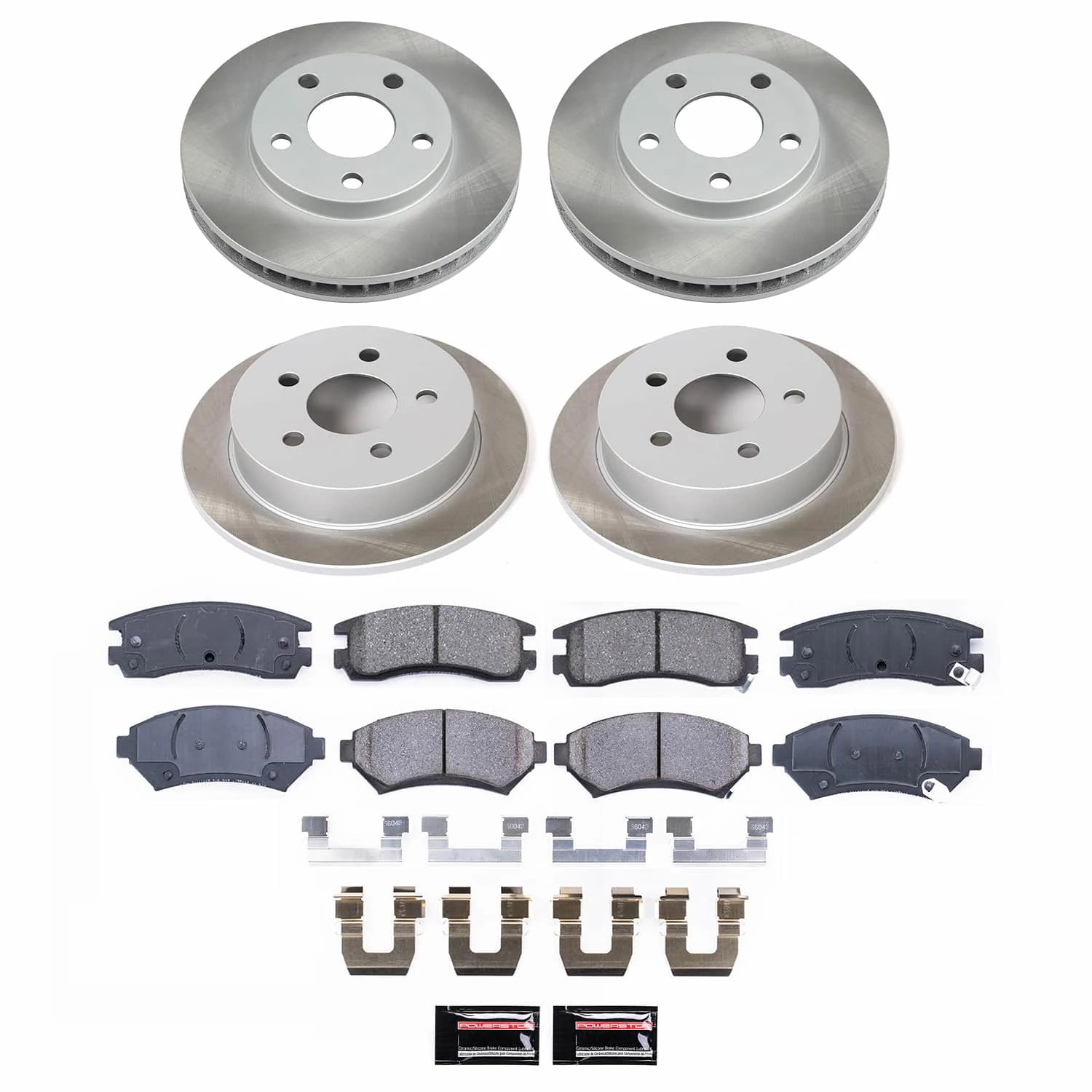 PowerStop Front and Rear Semi-Coated Rotor and Low-Dust Ceramic Brake Pad Kit SC2554