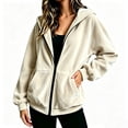 thumbnail image 5 of Bexdxz Zip Up Hoodie Women Velvet Elegant Oversized Long Sleeve Hooded Sweatshirt | Womens Hoodies Pullover 2026 Velvet Oversized Loose Fit Full Zip Hooded Beige XL, 5 of 6
