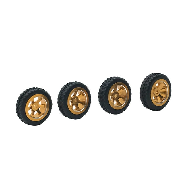 Wweixi 4pieces RC Car Wheel Rim Tire Modification Parts For 1/28 Wltoys K969 RC Car Vehicle Upgrade Wheel Rim Tires Aluminum Gold and silver 1Set