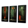 thumbnail image 3 of Designart "Urban Solitude under the Full Moon III" Modern Geometric Framed Wall Art Set Of 3 - Green Abstract Geometric Frame Canvas Set For Living Room Decor, 3 of 6