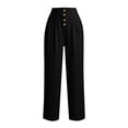 thumbnail image 4 of Ruimatai Womens High Waist Button Front Pleated Capri Pants Pockets Straight Leg Casual Trousers, 4 of 8