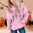 thumbnail image 2 of KPOPLK Halloween Sweatshirts for Teen Girls Kids Long Sleeve Hoodie Cute Skeleton Print Hoodie Drawstring Pullover Kids Clothes Pink,Size 11-12 Years, 2 of 4