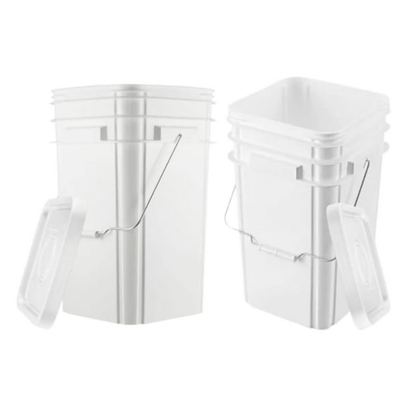 DyGTyX 5 Gallon Square Food grade Bucket pail with Lid (Pack of 2) Made in USA containers