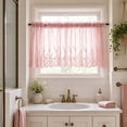 thumbnail image 6 of THOPBPRK Lace Kitchen Cafe Curtains Rod Pocket Sheer Curtains Fresh Small Window Short Drapes Delicate Light Filtering Voile Valances for Bathroom Living Room and RV Window , 1Pack Dark Green, 6 of 7