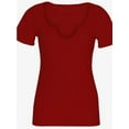thumbnail image 2 of Women Tops V Neck Shirts Short Sleeve Casual Ribbed Slim Fitted T Shirts for Summer, 2 of 7