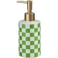 thumbnail image 2 of Checkered Ceramic Soap Dispenser with Rust Proof Gold Matte Pump Decorative Soap Dispenser for Bathroom or Kitchen (Black & White), 2 of 14
