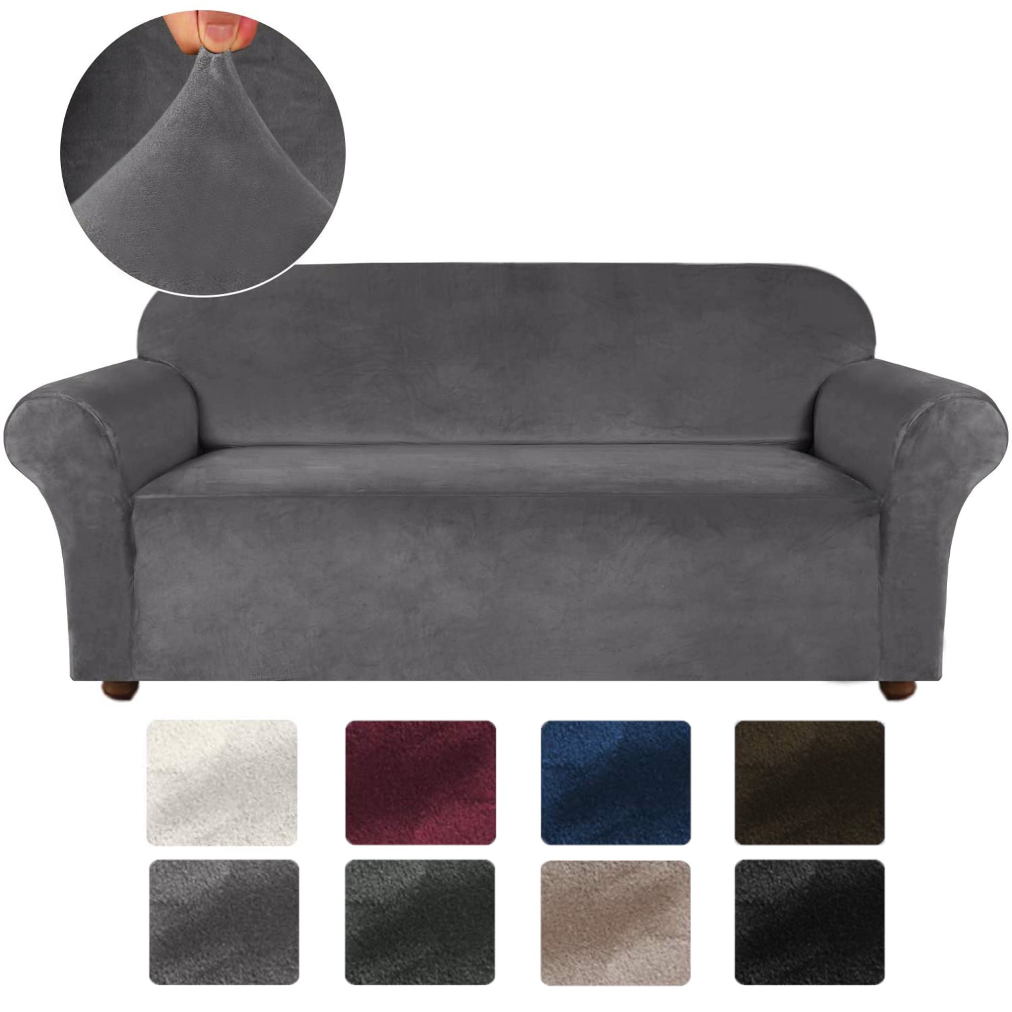 Stretch Velvet Sofa Covers For 2 Cushion Couch Covers Sofa Slipcovers With Non Slip Straps Underneath The Furniture Crafted From Thick Comfy Rich Velour Walmart Canada