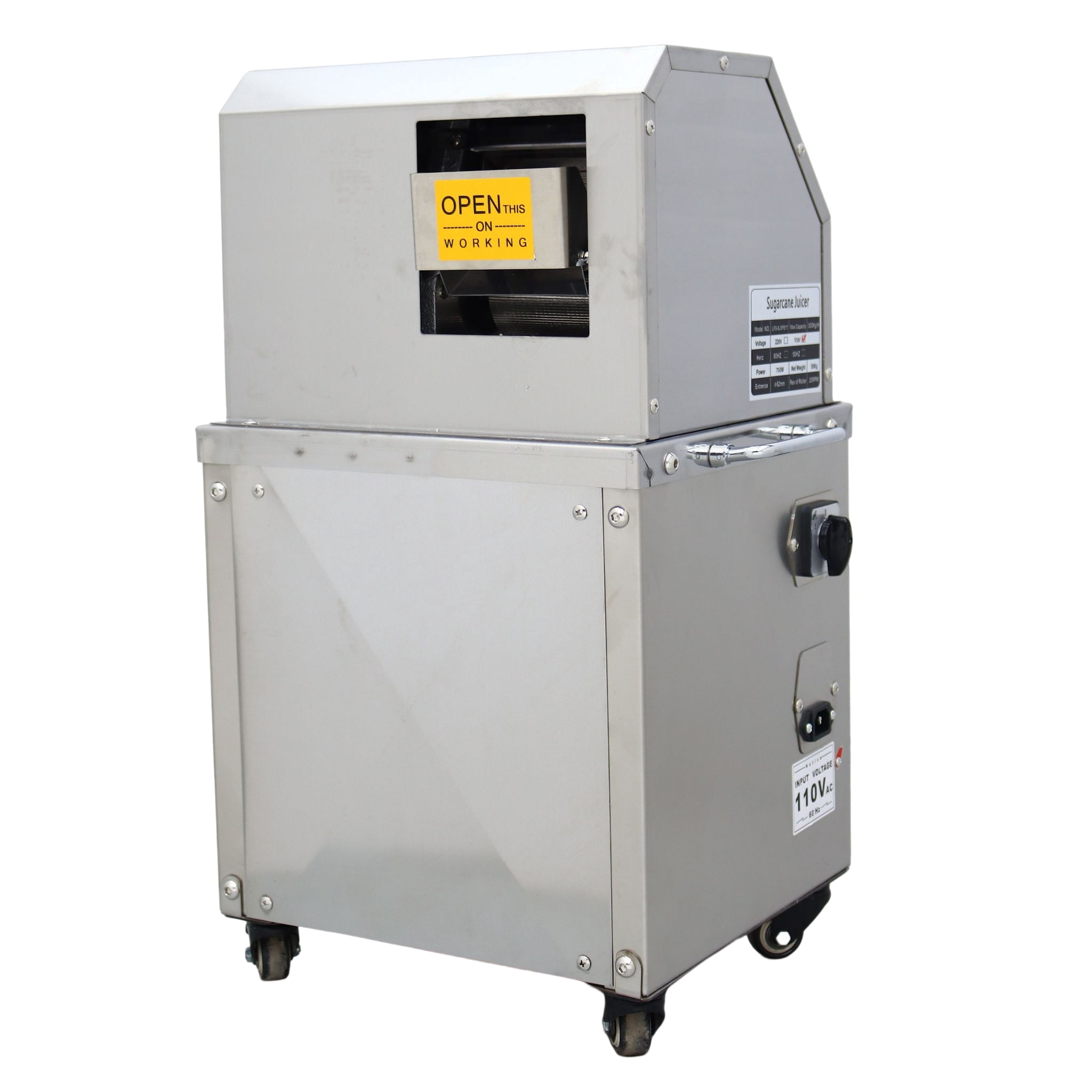 3 Rollers Electric Sugarcane Juicer Sugar Cane Press Juice Machine Commerical Vertical 110V 800W