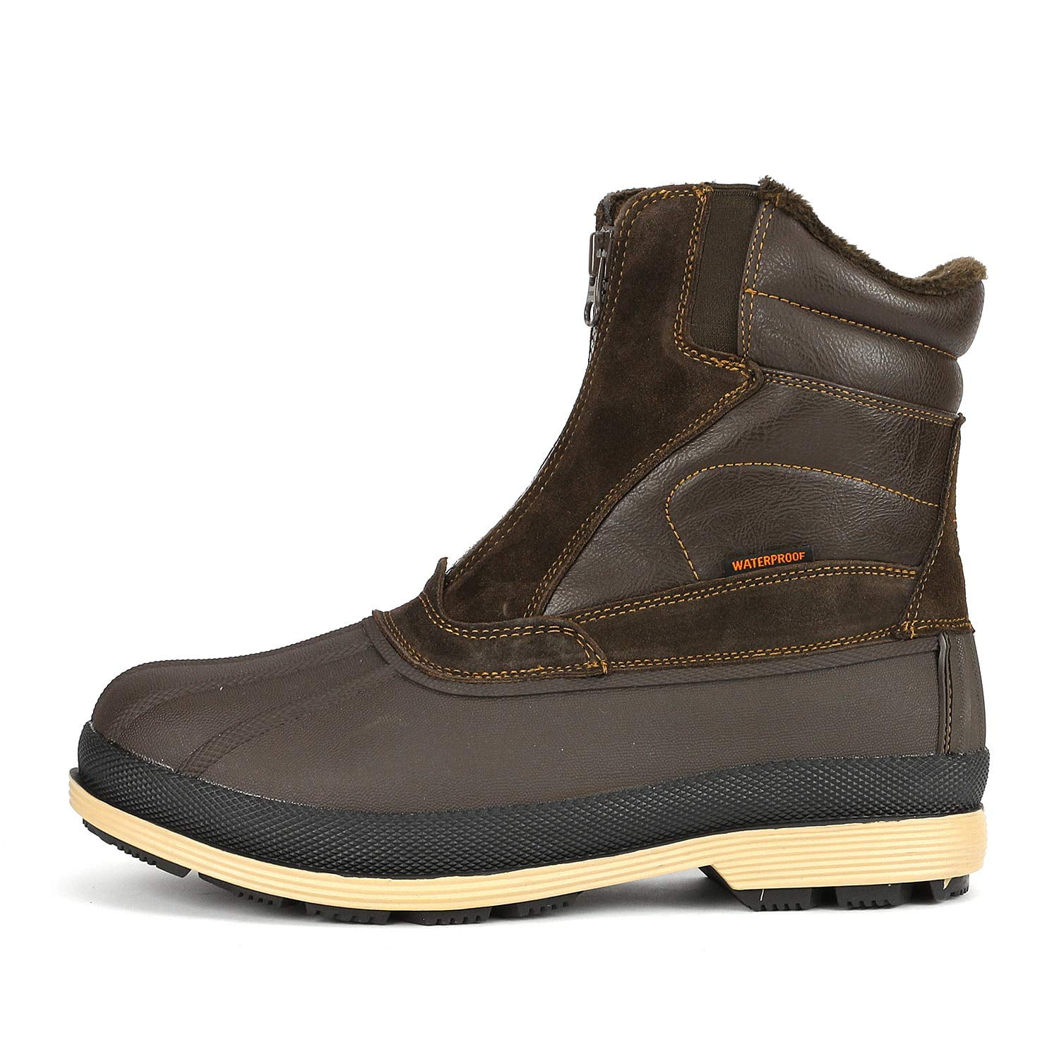 Mens Winter Warm Insulated Waterproof Snow Boots Hiking Winter Outdoor Snow Boots BROWN/BLACK Size 11