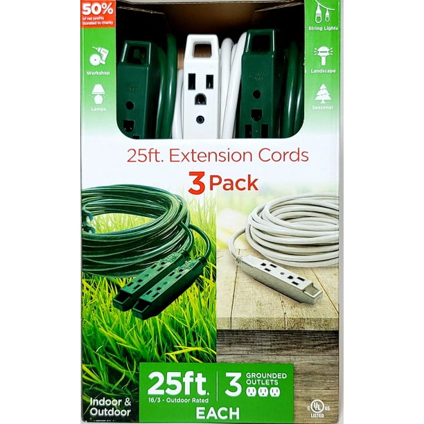 Jasco UltraPro 3outlet Indoor & Outdoor Extension Cord, 3pack