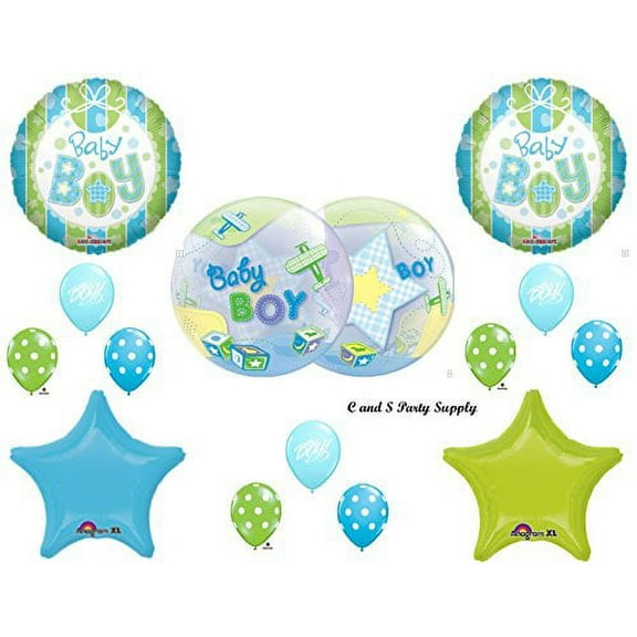IT'S A BOY AIRPLANE & BLOCKS BABY SHOWER Balloons Decorations Supplies