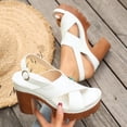 thumbnail image 6 of Women's Plus Size Roman Strap Chunky Heel Sandals, Buckle Detail Platform High Heel Summer Shoes, Stylish and Comfortable for Parties, Dates and Casual Wear White 41, 6 of 9