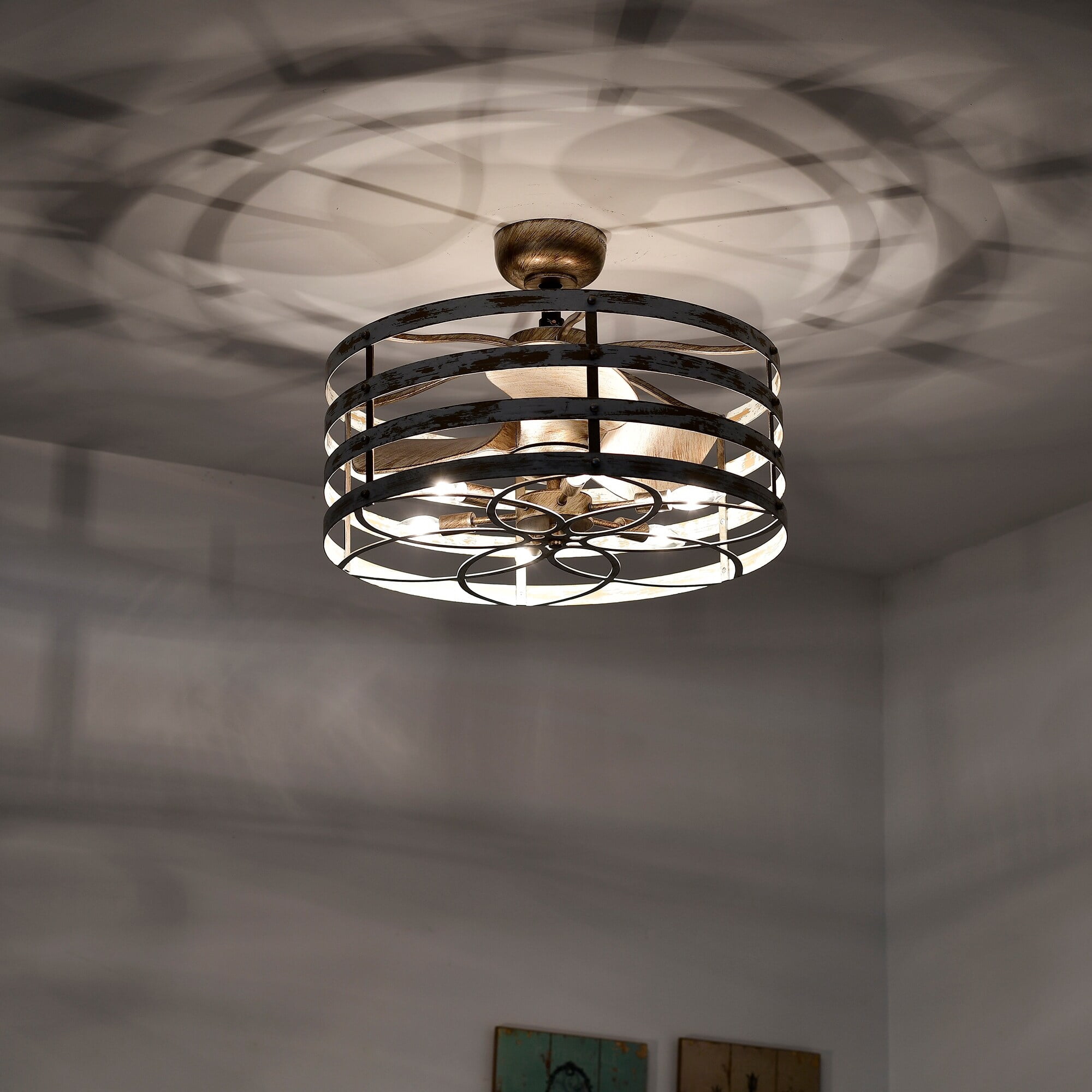 Ketill 24.6 in. Indoor Silver Finish Ceiling Fan with Light Kit and Remote