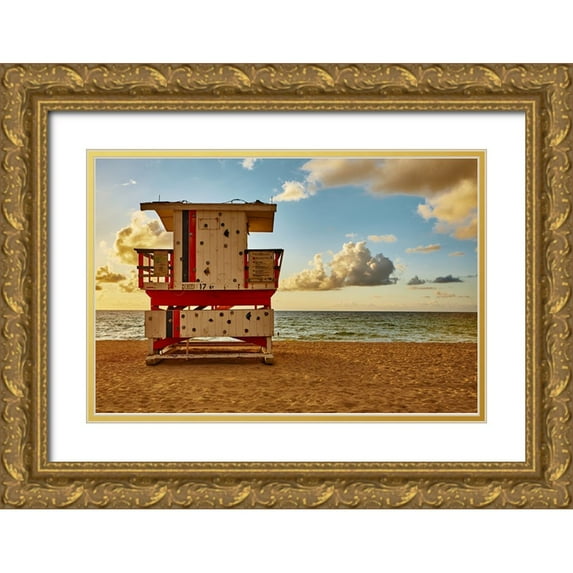 Zeise, Wilfried 32x23 Gold Ornate Wood Framed with Double Matting Museum Art Print Titled - Miami Beach