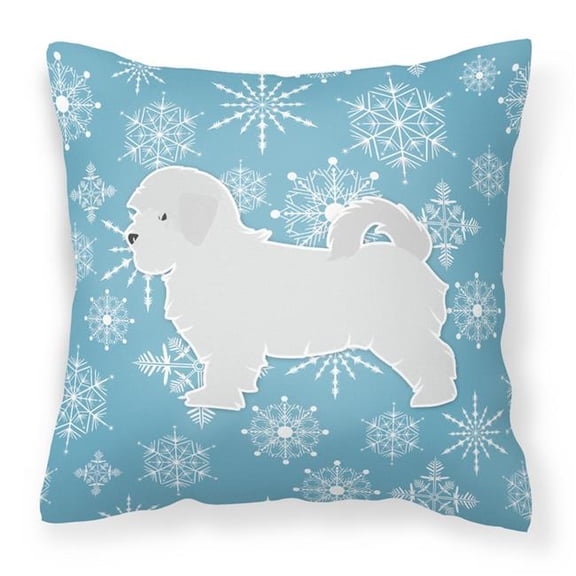 Winter Snowflake Dog Profile Art Fabric Decorative Pillow
