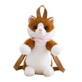 thumbnail image 1 of Mochila informal con forma de gato para mujer, ideal para [rango de edad], con un animal de peluche. Marrón, 1 of 9