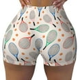 thumbnail image 2 of Lsque Cute Tennis Racket Pattern High Waisted Biker Shorts for Women-Tummy Control Fitness Athletic Workout Running Yoga Gym Shorts,Moisture-Wicking-Medium, 2 of 9