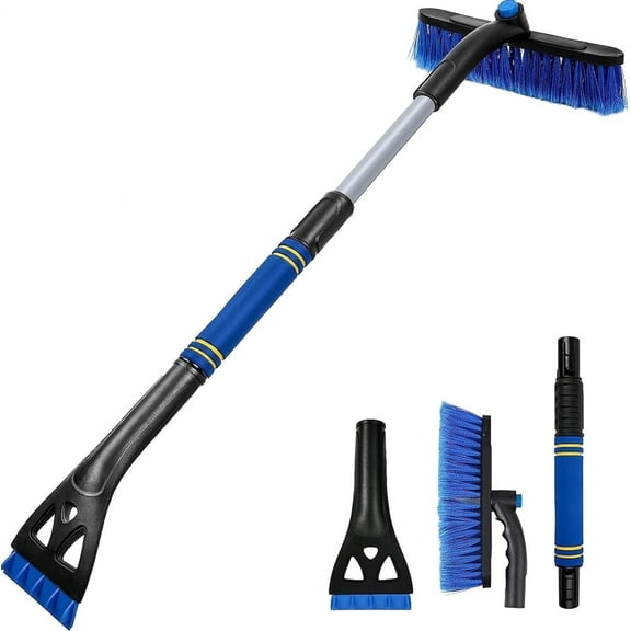 GrowAlong 2-in-1 Extendable Snow Brush with Scraper, 31.5" Retractable for Car Windshield
