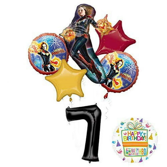 Captain Marvel Party Supplies 7th Birthday Balloon Bouquet Decorations