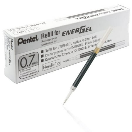 Pentel Refill Ink for EnerGel 0.7mm Needle Tip Liquid Gel Pen, Pack of 12, Black Ink