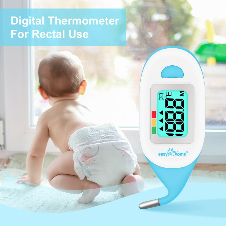 Baby Rectal Thermometer with Fever Indicator and Safety Insertion Guard  Easy@Home Fast Read EMT-027