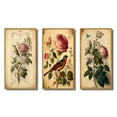 thumbnail image 2 of Designart "Pink Rose on Retro Parchment Classic Elegance" Floral Rose Framed Wall Art Set Of 3 - Pink Traditional Frame Canvas Set For Living Room Decor, 2 of 6