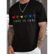 thumbnail image 1 of Playera para hombre Orgullo Letra Amor Estampado Arcoíris Deportivo Casual Cuello Redondo Manga Corta para exteriores Playera para, 1 of 6