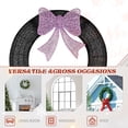thumbnail image 5 of 36" Pre-Lit Outdoor Christmas Wreath with Purple Bow, 175 LED Lights, Remote Control & Timer, Weather-Resistant for Door & Porch, Black, 5 of 9