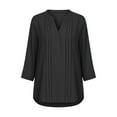 thumbnail image 5 of Mceream Womens Linen Button Down Shirts Oversized 3/4 Sleeve Casual Loose Fit V Neck Blouses Summer Boho Tops Plus Size Blusas De Lino Para Mujer Black XXL, 5 of 6