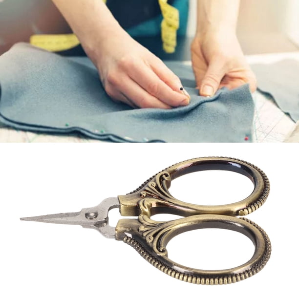 Coser Mini Tijeras, Un Cómodo Agarre Mini Tijeras de Bolsillo Retro Patrón de Grabado Elegante para Hilo de Aguja