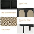thumbnail image 3 of 32" Tall 2 Arch Door Accent  Storage Cabinet Natural Rattan Door Credenzas Sideboard TV Stand Home Dining Room, Black, 3 of 8