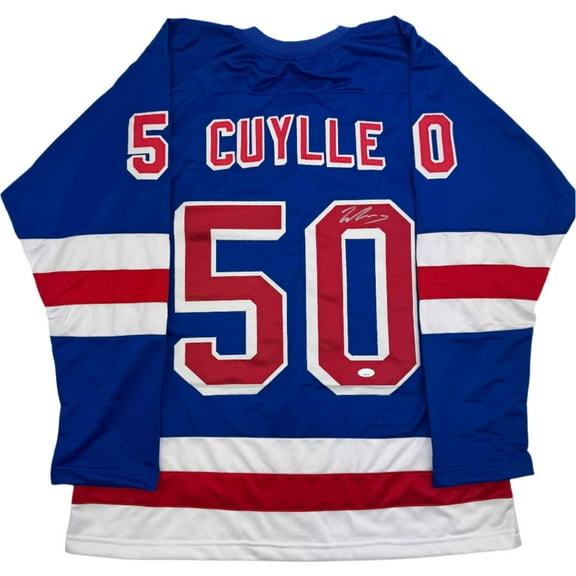 Autographed/Signed Will Cuylle New York Blue Hockey Jersey JSA COA