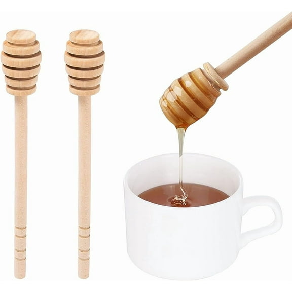 Wooden Honey Mixing Stirrer, 2Pcs 6 Inch Honey Dipper Sticks Honey Spoon