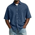 thumbnail image 3 of RongHuan Button Down Shirts for Men Casual Short Sleeve Cotton Shirt Summer Beach Outdoor Tops with Pocket, 3 of 8