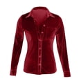 thumbnail image 5 of Beach Vacation Clothes for Women, Tops for Women Trendy, Stylish Women's Casual Winter Blouse Velvet Long Sleeve Button Down Elegant Pocket Top for Everyday Wear, 5 of 6