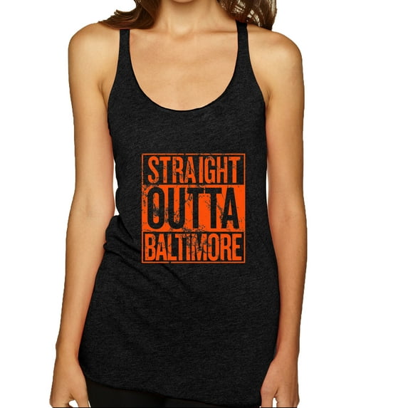 Straight Outta Baltimore BAL Fan | Fantasy Baseball Fans | Womens Sports Premium Tri-Blend Racerback Tank Top, Vintage Black, Large
