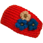 Magid Headwrap with Tri Color Flowers, Red