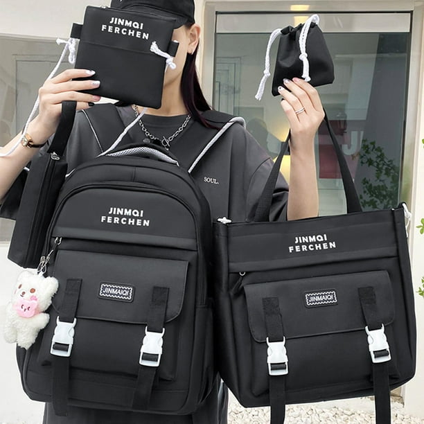 Conjunto de mochilas escolares Mochila escolar Mochila Bolso de mano Bolso bandolera Mochila de estudiante para escuela secundaria Adolescentes de escuela Negro Sunnimix Mochila para ninas Walmart en ...