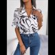 thumbnail image 5 of Camisa Informal de Corta Holgada con Cuello de Traje en Contraste para Mujer XL, 5 of 10