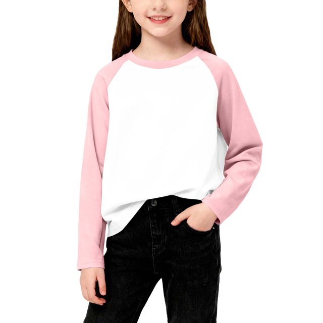 Cowsor T-Shirts Garçons Filles Décontractés Raglan Manches Longues Col Rond Bloc de Couleur Blouses Mignonnes Tops