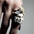 thumbnail image 4 of Qarigey Anillo de diseño de cabeza de anciano, anillos de escultura de aleación de concha clásica, joyería de mano Universal para boda, aro de fiesta Ropa, zapatos y accesorios Miscelánea tipo 11, 4 of 6