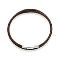 thumbnail image 3 of Miabella Genuine Italian Double Wrap Braided Leather Bracelet for Men Women, Stainless Steel Clasp, Made in Italy (Brown, Large - 9" Length), 3 of 6