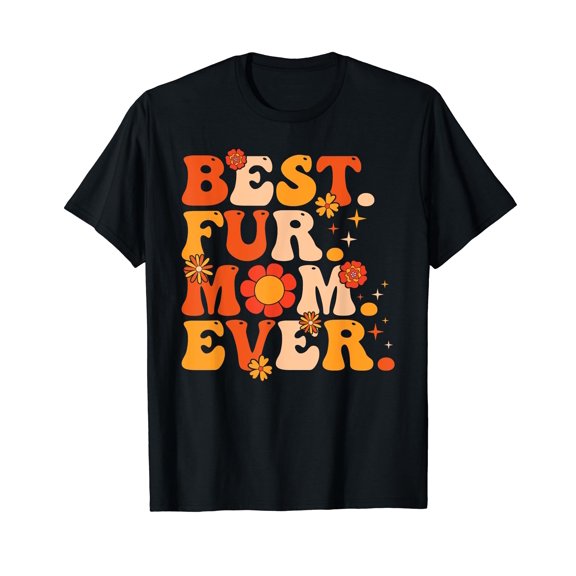 Best Fur Mom Ever Vintage T-shirt Retro Dog Cat Lover Tie Dye Flowers T-Shirt