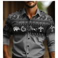 thumbnail image 3 of Camisa vaquera para hombre, diseño vintage, solapa, manga larga, botones, estampado, ropa de calle de moda, diseñador, estilo occidental, 3 of 5