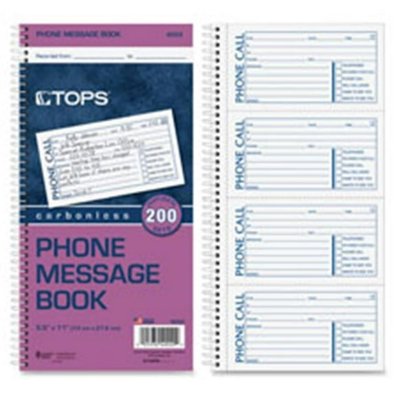 Tops Phone Message Book - White/Canary - 11 in. x 5.5 in.