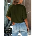 thumbnail image 3 of Women Half Sleeve Cropped T-Shirts Drop Shoulder Round Neck Crop Tops Casual Summer Solid Color Basic Tees, 3 of 8